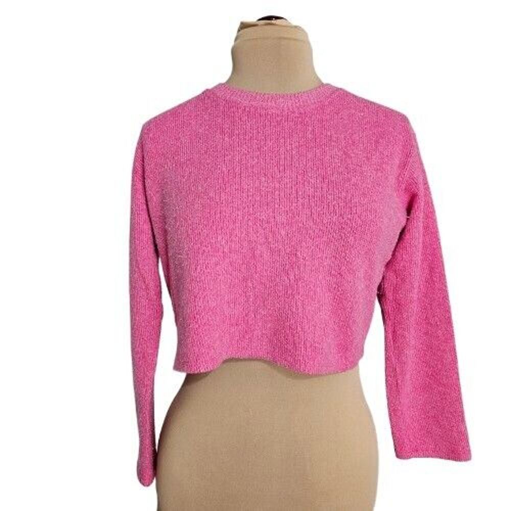 Zara Sweater Womens‎ Small Cropped Pink Long Sleeve Soft Cozy Casual Balletcore